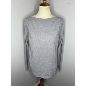 Womens Eleventy Gray Viscose Wool Boatneck Longsleeve Pullover Sweater Large L